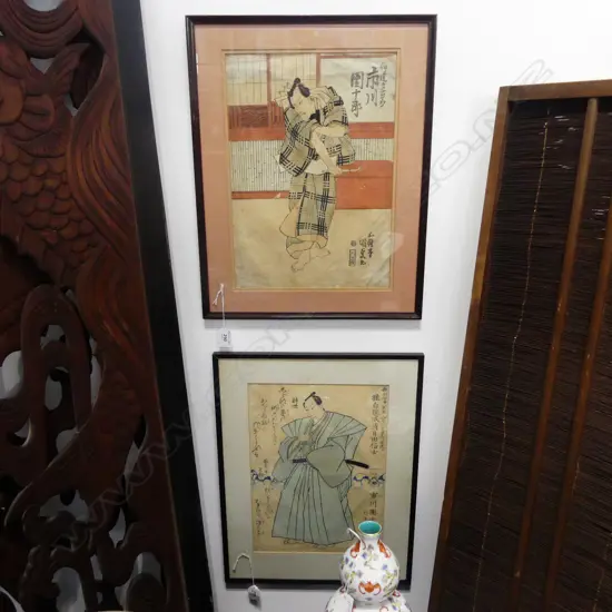 2 FRAMED JAPANESE WOODBLOCKS H370 L260MM