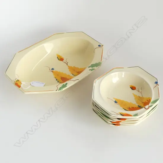 Royal Staffordshire 'HONEY GLAZE' AUTUMN LEAF pattern DESSERT BOWL L.260mm & 6 DISHES