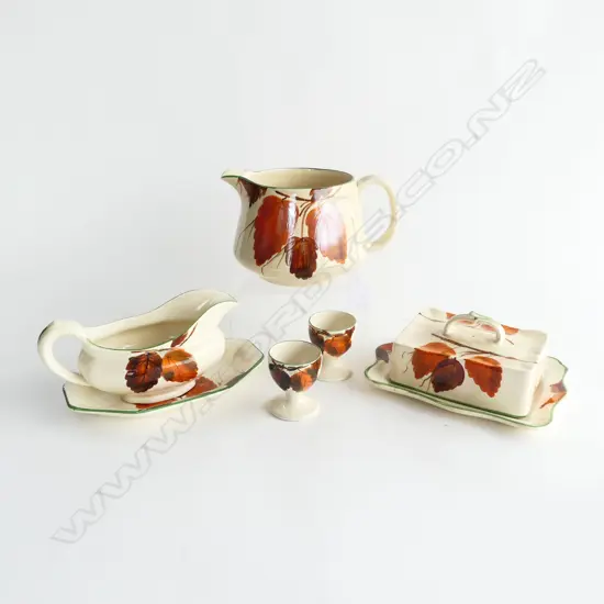5PCS AUTUMN LEAF PAT WILKINSON CHINA JUG H110 BUTTER DISH GRAVYS BOAT ETC