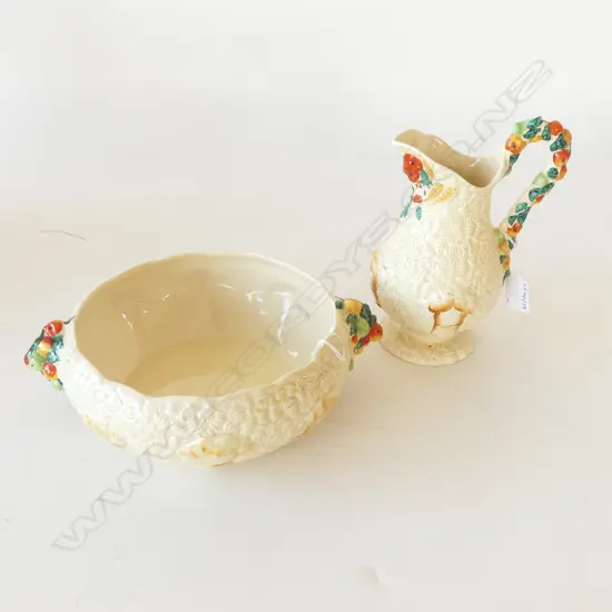 CLARICE CLIFF 'CELTIC HARVEST' JUG H.220mm +  MATCHING LGE BOWL Dia.260mm