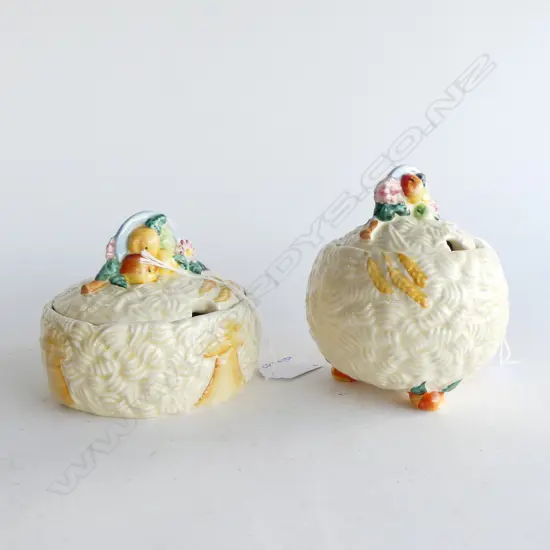 2 C/CLIFF CELTIC HARVEST LIDDED SUGAR BOWLS H110 TALLEST