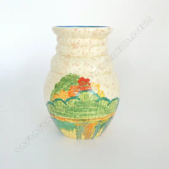 CLARICE CLIFF BIZARRE VASE #353 H.200mm 'Patina Garden' pattern
