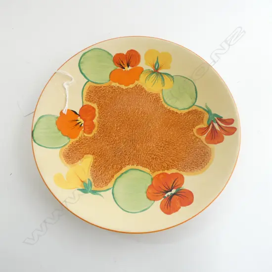 CLARICE CLIFF 'NASTURTIUM' PLATE Dia.230mm. Small restoration to back edge