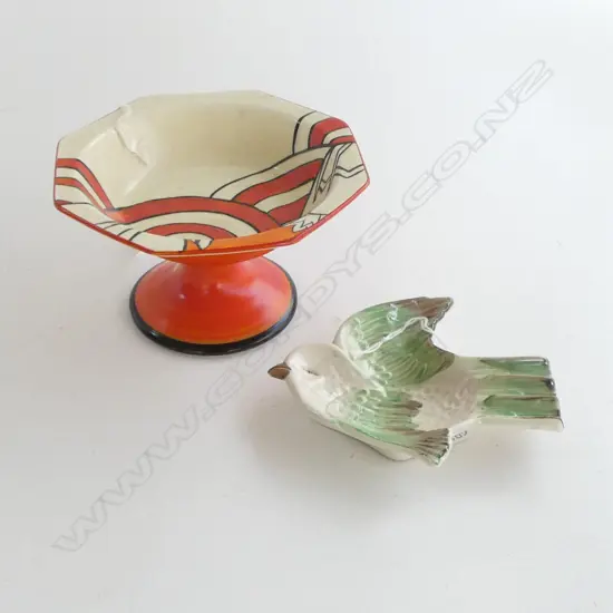 C/CLIFF SWALLOW DISH L130MM & UNMARKED SMALL COMPORT DIA140MM