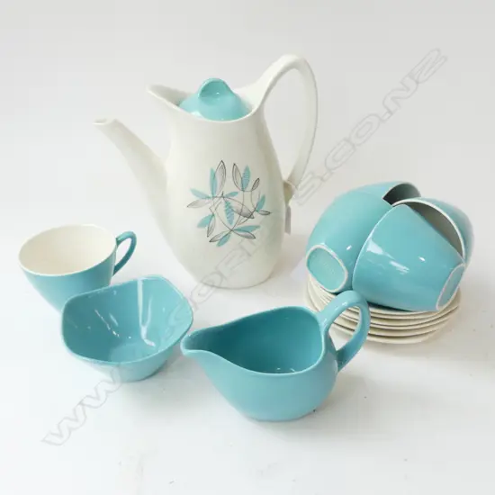 1960S 'MIDWINTER MODERN FASHION SHAPE STAFFORDSHIRE' FUNKY COFFEE SET ONLY 5 CUPS  POT H.190mm