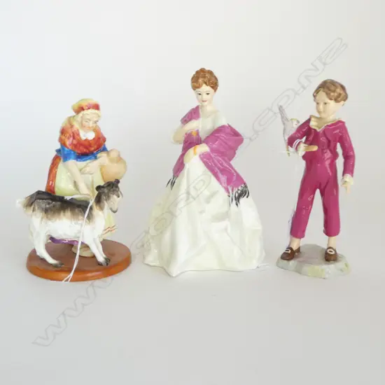 ROYAL WORCESTER 'OLD GOAT WOMEN', 'FINEST DANCE' & 'THE PARAKEET' wing glued  H.180mm
