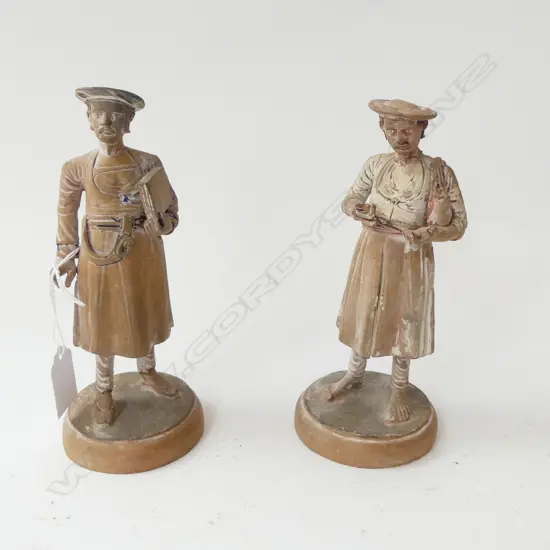 OLD TERRACOTTA PAIR GREEK? FIGURINES AS SCHOLARS H.185mm