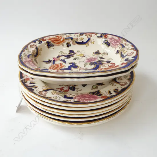 7 LGE MASONS 'MANDALAY' PATTERN DINNERPLATES AND TWO SERVING DISHES