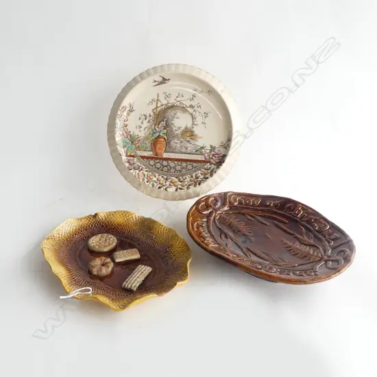 THREE BREAD THEMED PLATES (faulted)