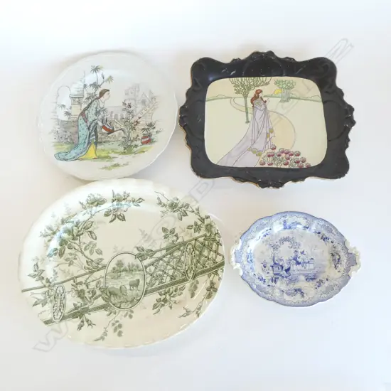 FOUR ASSORTED VICTORIAN PLATES (faulted)