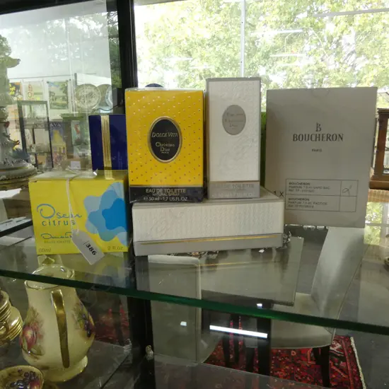 9 DESIGNER PERFUMES; 3 BOUCHERON, 2 NINA RICCI, 3 DIOR, OSCAR DE LA RENTA