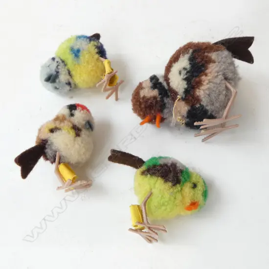 4 1960s STEIFF MINIATURE BIRDS, largest 40 x 50mm