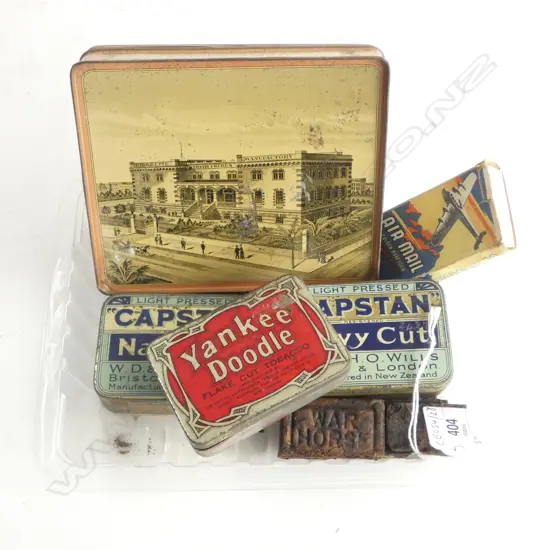 4 TOBACCO TINS CAPSTAN, KYRIAZI FRERES, CIAGARETTE PACKET, BARS 
