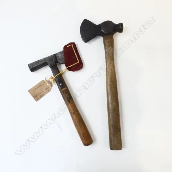 2 VINTAGE TOMAHAWKS; 1 w. LEATHER GUARD L.310mm