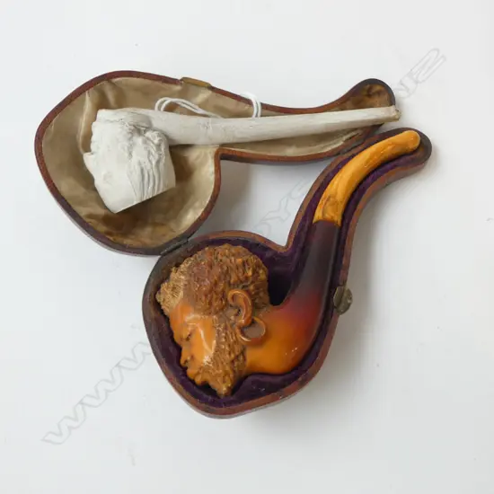 TWIN CHARACTER MEERSCHUNM PIPES ONE AS BLACK SAILOR? L.120mm OTHER AS A POLITICIAN L.110mm