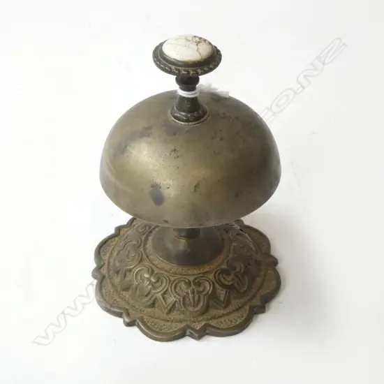 VICTORIAN BRASS SHOP BELL H.110mm CERAMIC PRESS BUTTON AF