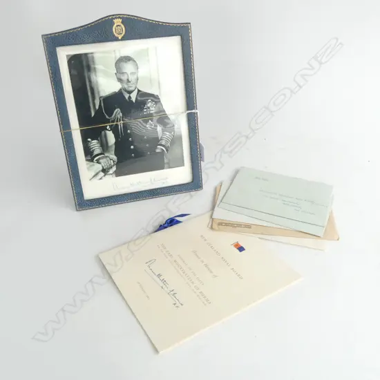 LORD MOUNTBATTEN SIGNED PHOTOGRAPH + 5 LETTERS between Mountbatten & Lt. Commander R.G. Adams + signed menu