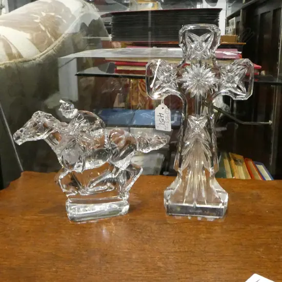 WATERFORD CRYSTAL RACEHORSE H.160mm & CROSS 