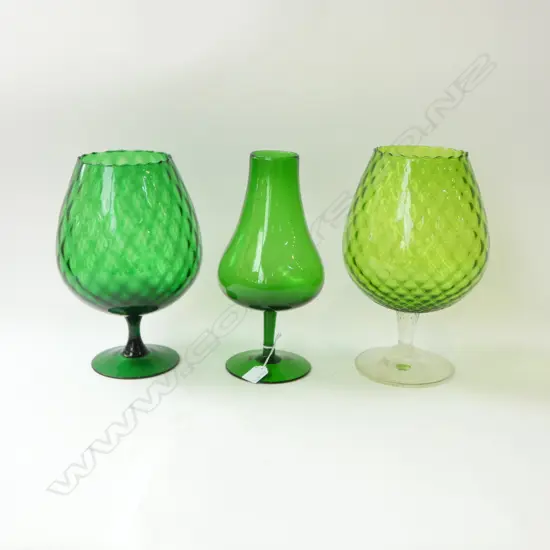 3 PCES GREEN MURANO GLASS H.320mm