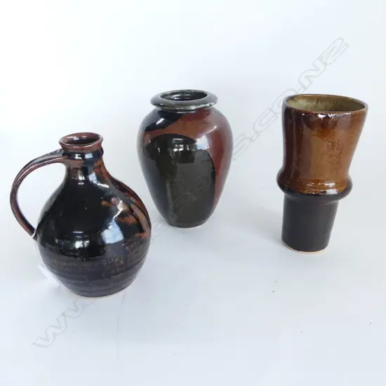 3 PCS TENMOKO GLAZED NZ STUDIO POTTERY