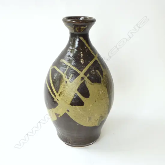 TALL POTTERY VASE, POTTERS MARK IMPRESSED, H.390mm