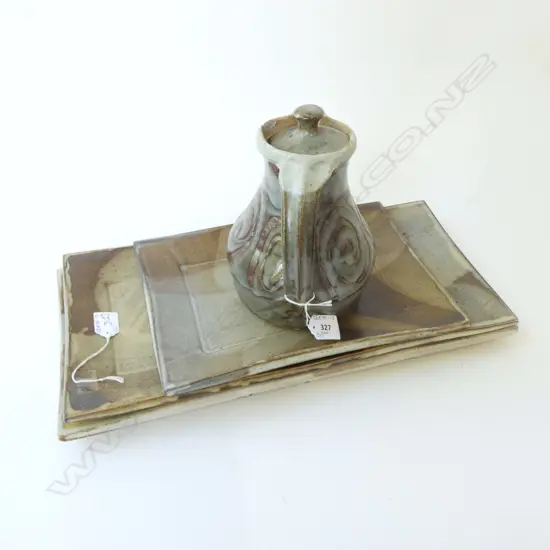 3 N.Z. STUDIO POTTERY DISHES & JUG