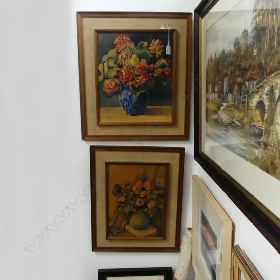 PAIR MID CENTURY WATER COLOURS 370 x 310mm