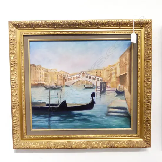 RUSSELL WINTERBURN 'RIALTO BRIDGE VENICE', OIL on CANVAS, signed, H.340 x 390mm