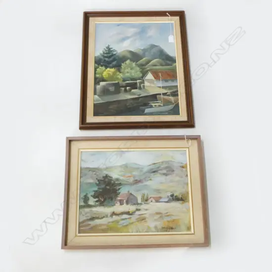 2 FRAMED OILS; SYLVIA ROBINS SOUTH CANTERBURY SCENE & OTHER N.Z.