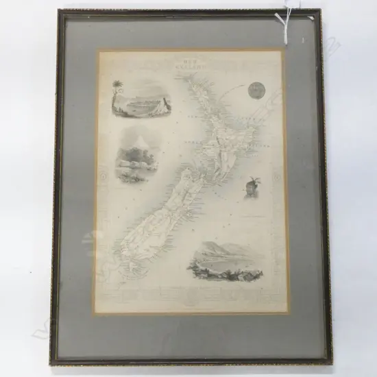 ANTIQUE MAP OF NZ; JOHN TALLIS & CO. 1851 365x255mm