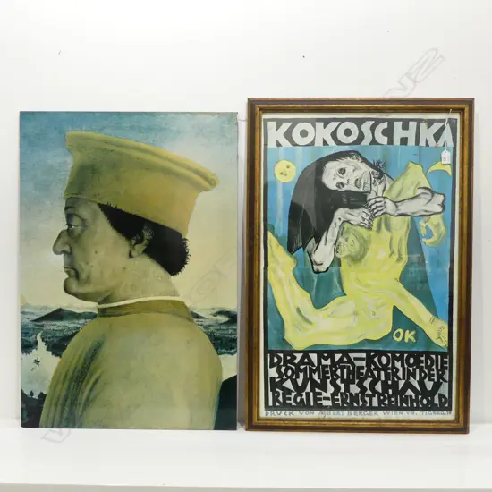 2 ART PRINTS 'KOKOSCHKA' 850x545mm & FREDERICO DA MONTEFELTRO 890x610mm