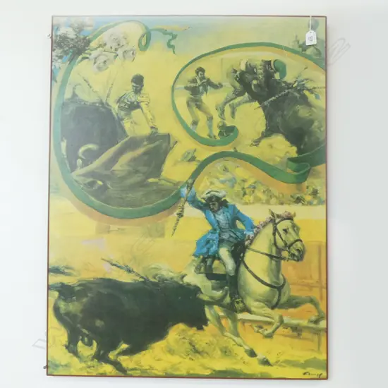 VINTAGE  ART PRINT BULLFIGHTER, 680 X 900MM
