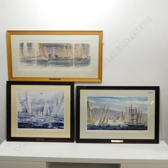 3 DAVID BARKER LTD. ED. PRINTS 'FIRST AWAY', 'THE DEPARTURE' 'COUNTDOWN' foxing...