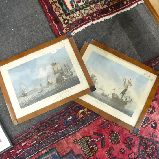 PR SAILBOAT ETCHINGS AFTER VAN DE VELDE 'A SMALL BREEZE' & 'A CALM' 355x490mm IN ANTIQUE FRAMES