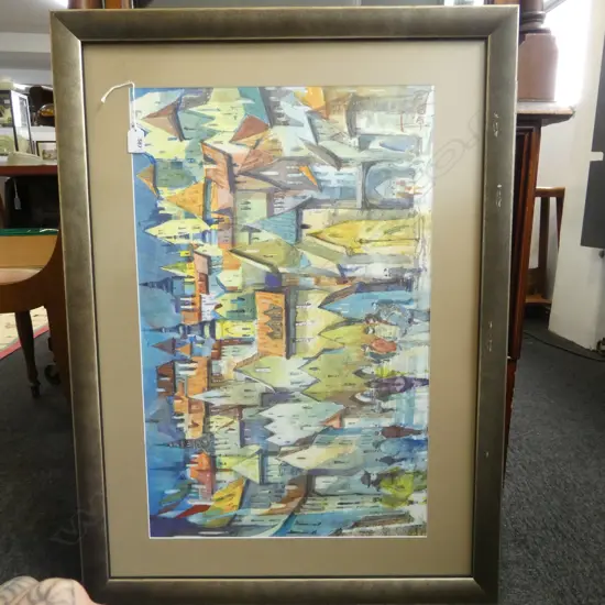 SIGNED ABSTRACT VILLAGE WC 435x680mm