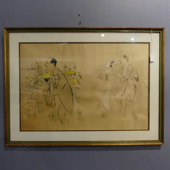 ARTIST UNKNOWN, 2 DANCING COUPLES, SKETCH ON PAPER, 420x620mm