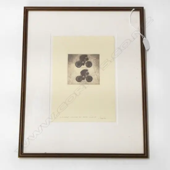 BARRY CLEAVIN 'M. DUCHAMP CONSIDERS THE PONZO ILLUSION' ETCHING, AP 265x190mm