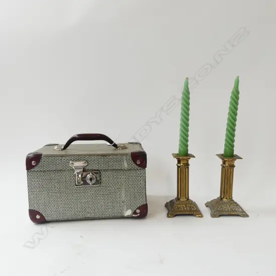 PR BRASS METAL CANDLESTICKS H.139mm w. VINTAGE BOX etc