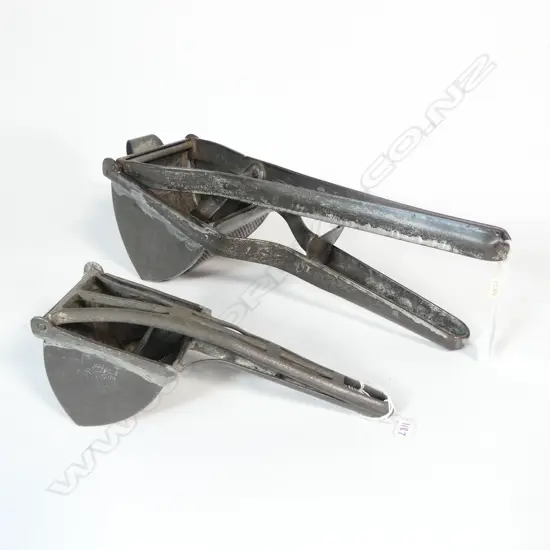 1187/1589 2 VINTAGE RICE POTATO STRAINERS L400 LONGEST