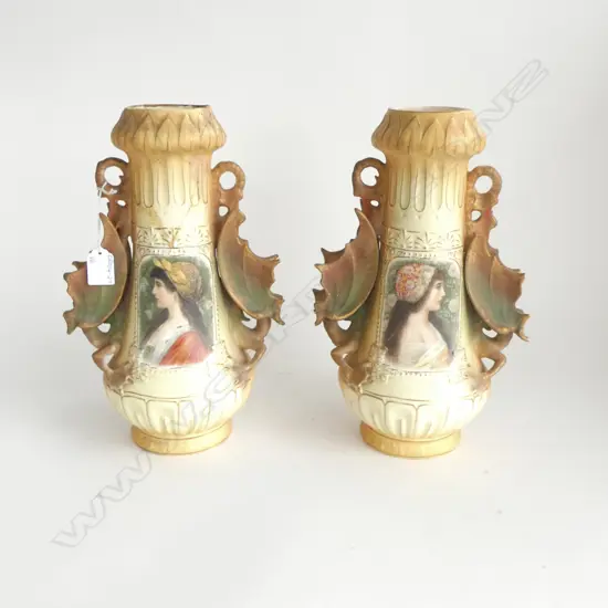 PAIR OF AUSTRIAN ART NOUVEAU  VASES (extensively repaired)