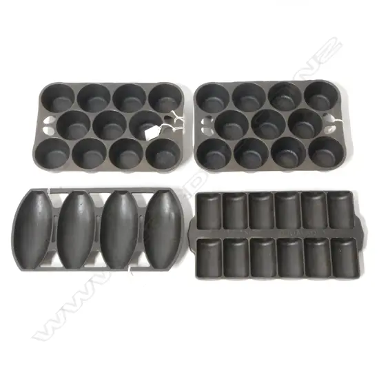 57/56/2420/1366  4 VINTAGE CAST IRON GEM TRAYS L320MM