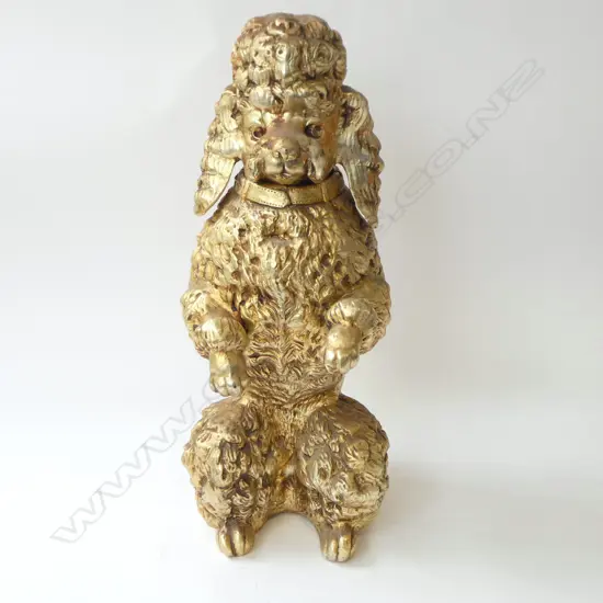 GOLD PAINTED CERAMIC BOBBLE HEAD POODLE H.530mm faults