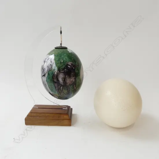  TWO AFRICAN BIRDS EGGS- ONE DECORATED