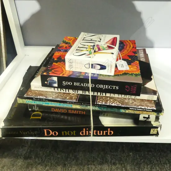 7 BOOKS ON DESIGN + JEWELLERY + SHOES + VERSACE ETC 