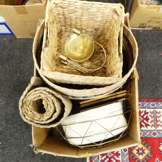 ASST. BASKETS, 2 SOFA HUGGING TABLES, etc