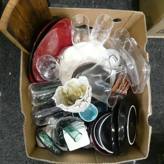 ASST. PLATES, GLASS, CERAMICS, etc