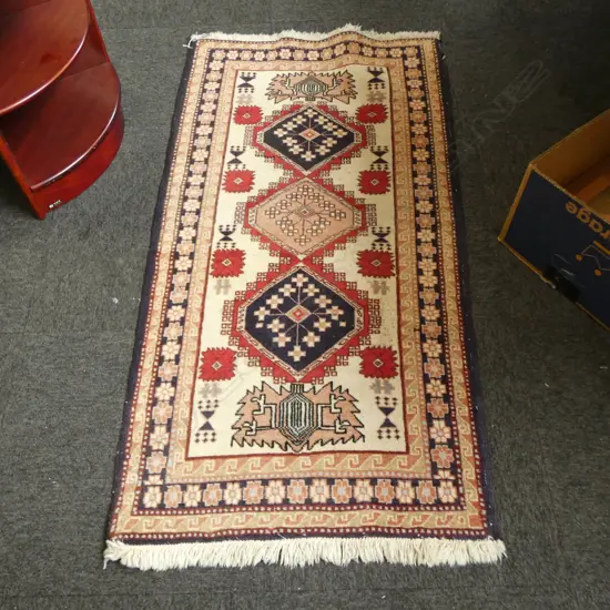 HAND KNOTTED WOOL PILE RUG 1350x690mm