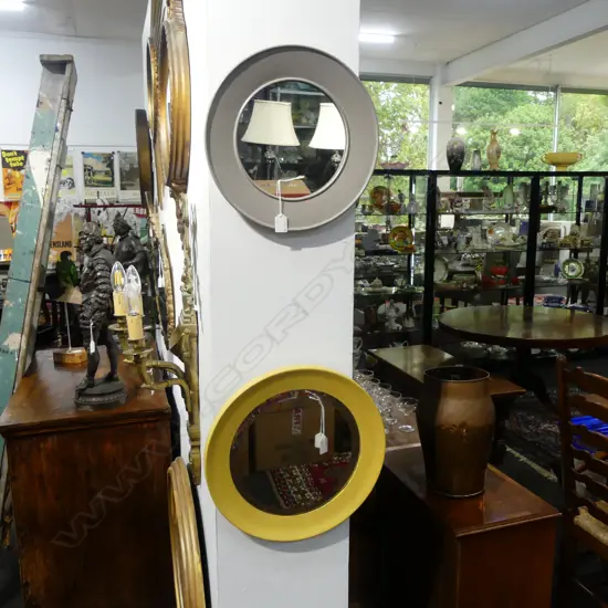 TWO VINTAGE CHALK PAINTED MIRRORS 370mm and 280mm