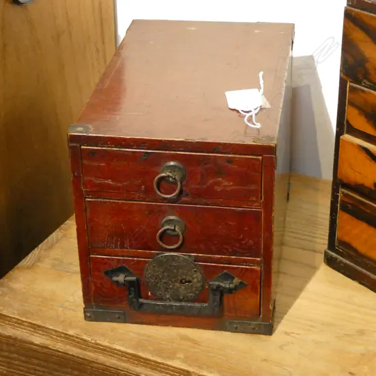 VINTAGE JAPANESE SMALL SAFE BOX W 3 drawers L.235mm