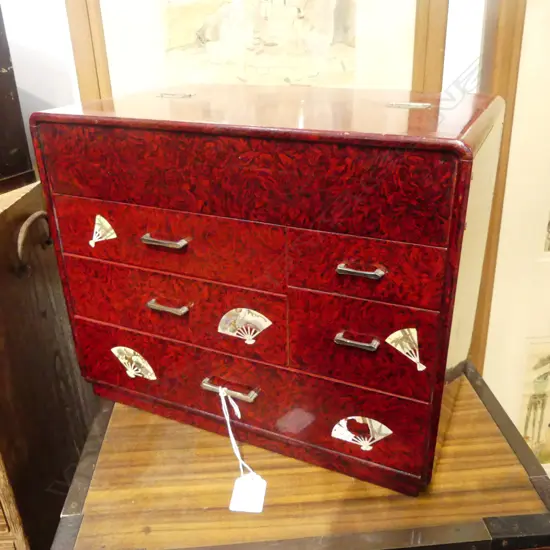 JAPANESE LACQUER SEWING BOX W.335mm